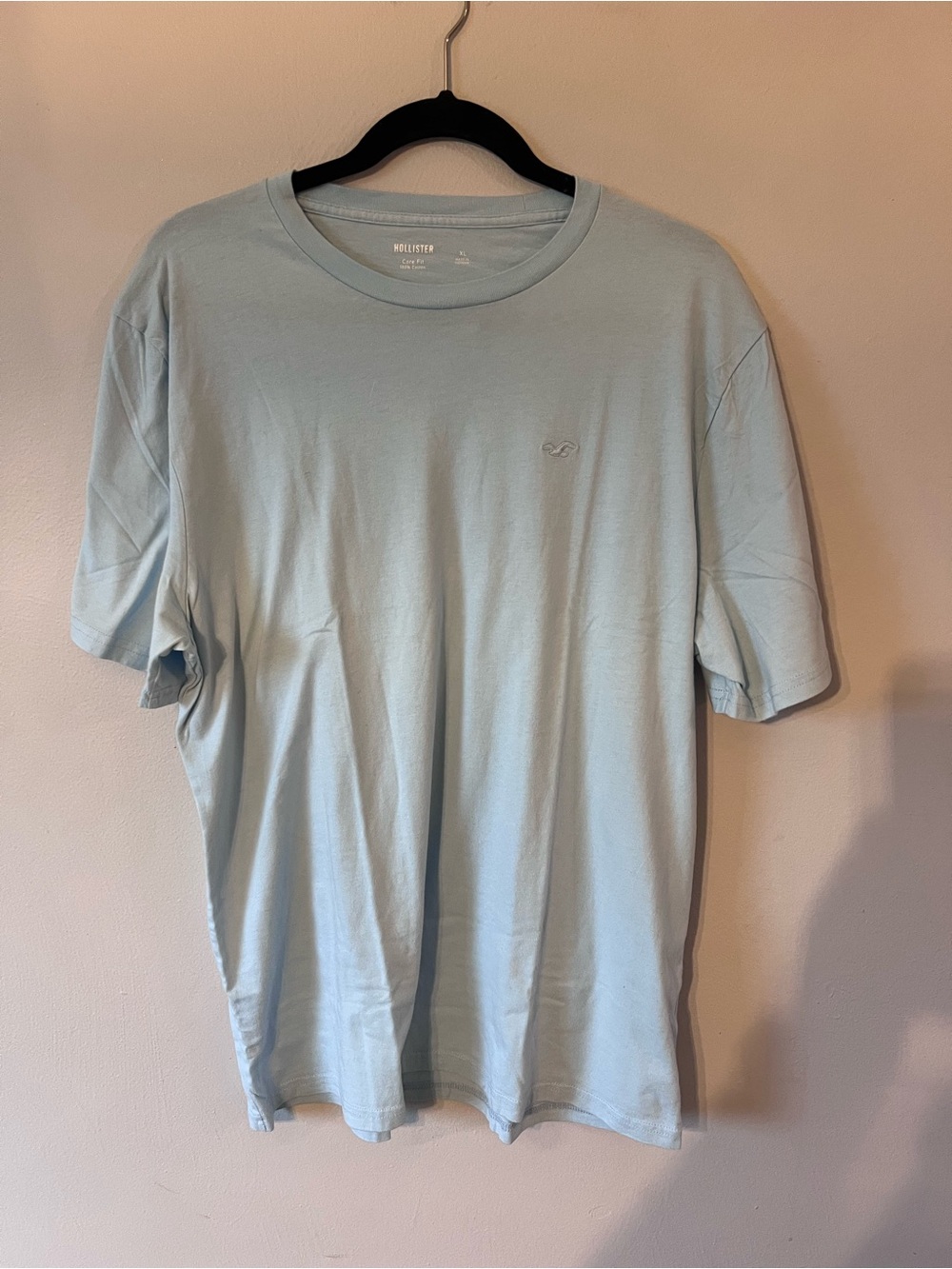 Hollister Men's Soft Crew Tee in Pale Blue